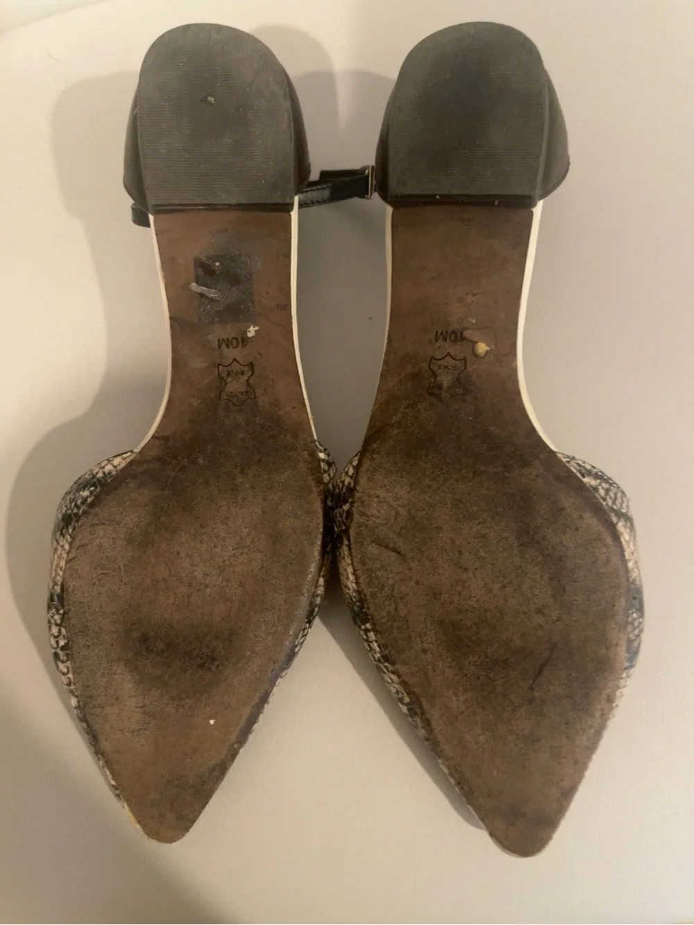 Tory Burch Snakeskin Pointed D’Orsay Flats Black Ivory Size 10 AS IS